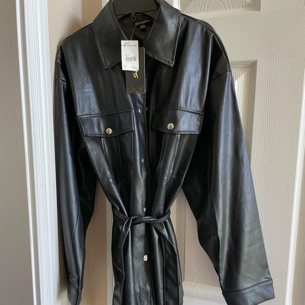 Black new with tags thin leather Blazer/Jacket.